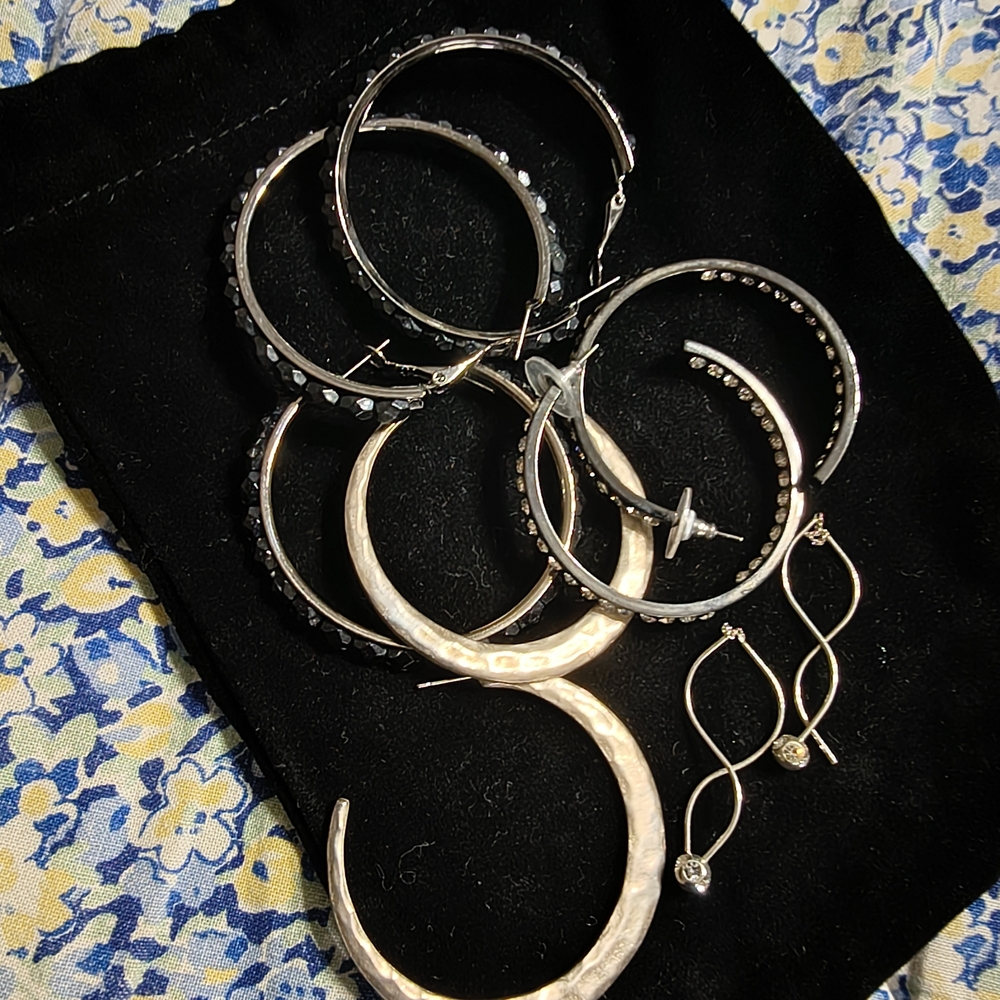 Elegant Silver and Gold Hoop Earrings Set
